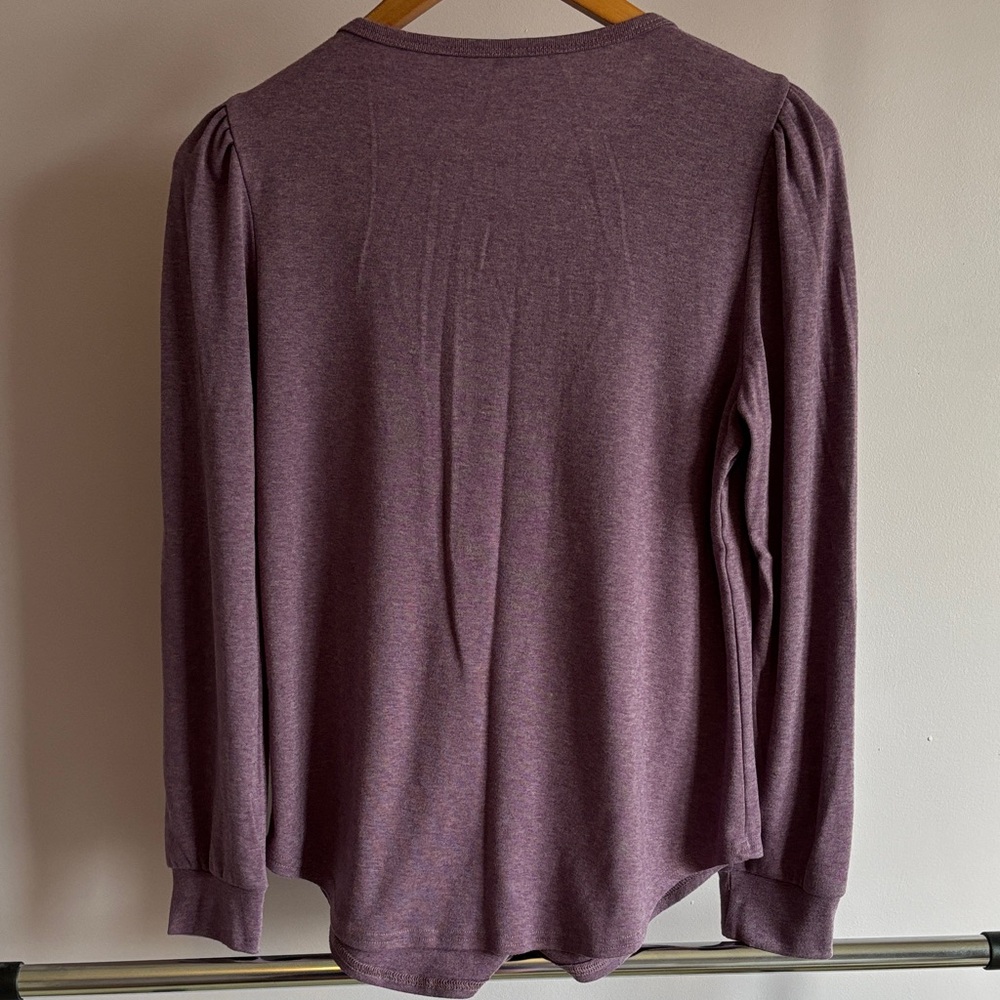 Women's Purple Pleated Long-Sleeve Top - Picture 3 of 8